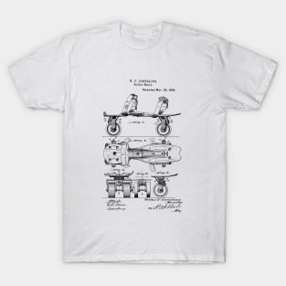Roller-Skate Design Patent Drawing T-Shirt